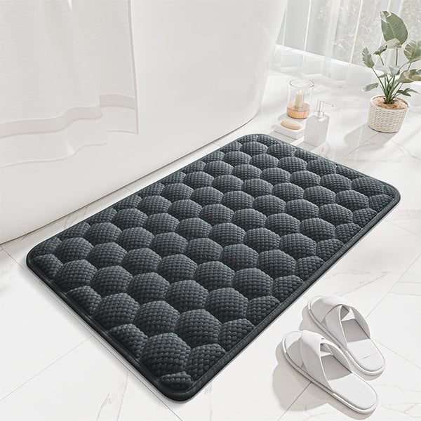 3D Honeycomb Textured Memory Foam Bath Shower Mat 50 x 80cm Dark Grey