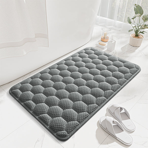 3D Honeycomb Textured Memory Foam Bath Shower Mat 50 x 80cm Light Grey