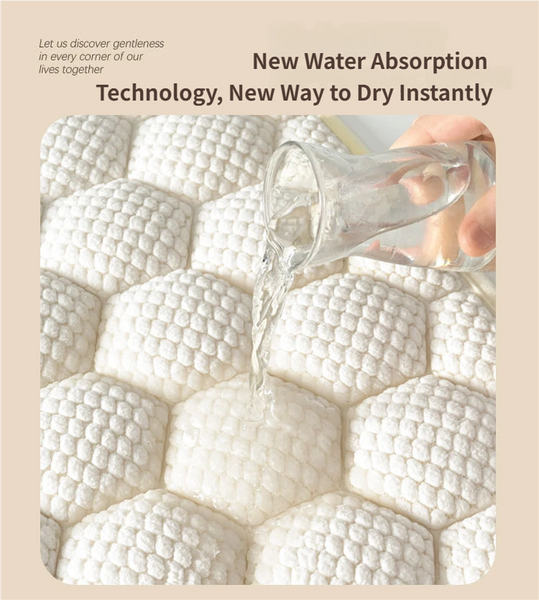 3D Honeycomb Textured Memory Foam Bath Shower Mat 50 x 80cm Light Grey