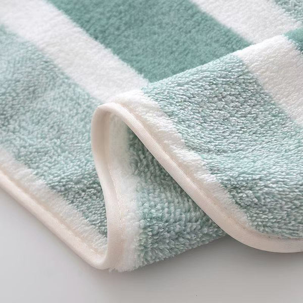 8 Pce Coral Fleece Bath Sheet Towel Hand Face Cloth Set Striped Blue