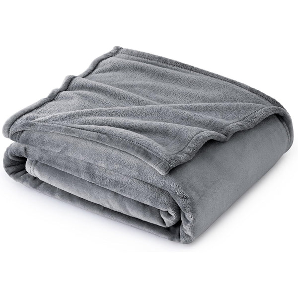 Flannel Fleece Blanket Throw Rug 180 x 200cm Single / Double Grey