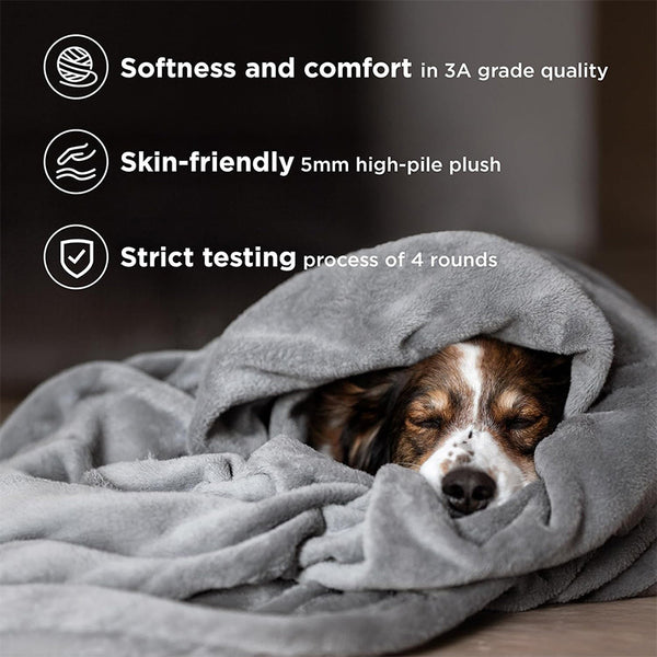 Flannel Fleece Blanket Throw Rug 200 x 230cm Queen / King Grey