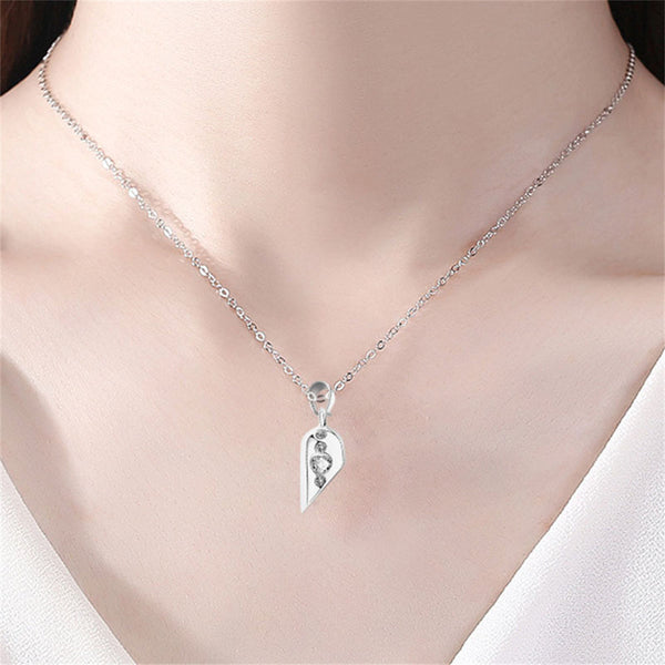 Magnetic Rotating Couples Necklace Pendant Heart Valentines Silver Gold Black