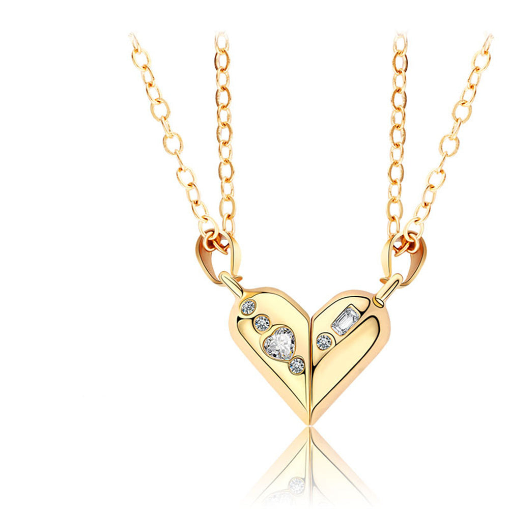 Magnetic Rotating Couples Necklace Pendant Heart Valentines Silver Gold Black