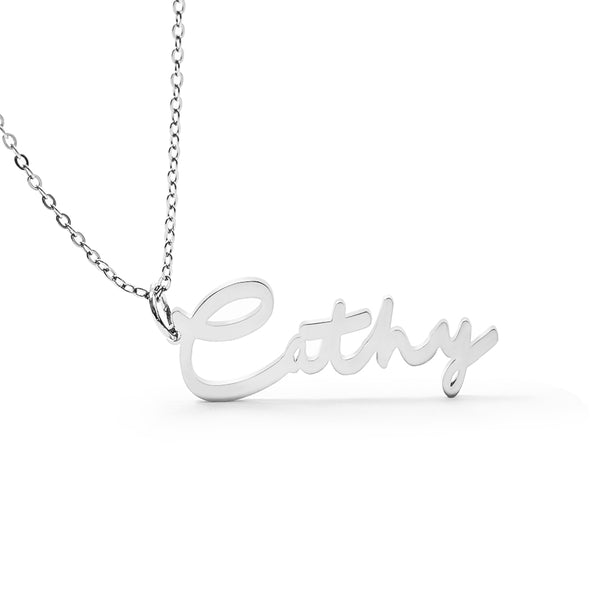 Custom Personalised Signature Style Name Word Pendant Necklace Jewellery Gift