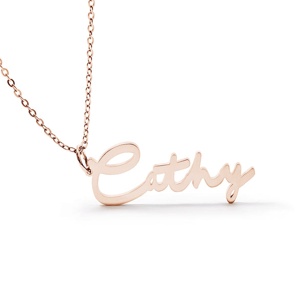 Custom Personalised Signature Style Name Word Pendant Necklace Jewellery Gift