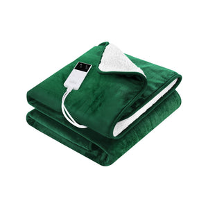 Giselle Electric Heated Throw Rug Blanket Timer 10 Settings Fleece Green
