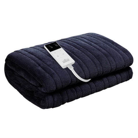Giselle Bedding Heated Electric Throw Rug Fleece Snuggle Blanket Charcoal