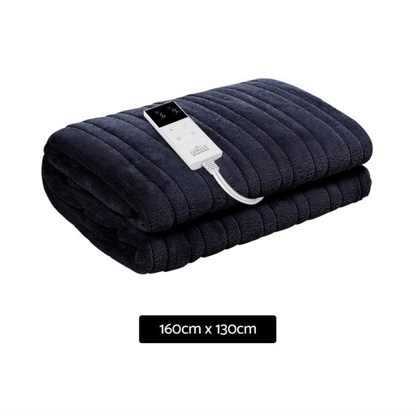 Giselle Bedding Heated Electric Throw Rug Fleece Snuggle Blanket Charcoal