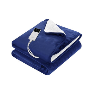 Giselle Electric Throw Rug Heated Blanket Washable Fleece Timer Blue