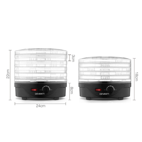 Devanti Food Dehydrator Dryer 5 Trays Black 245W