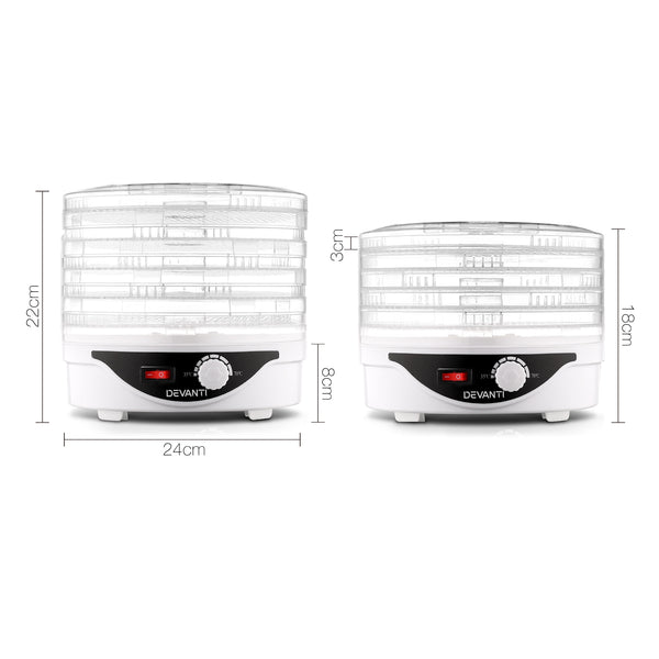 Devanti Food Dehydrator Dryer 5 Trays White 245W