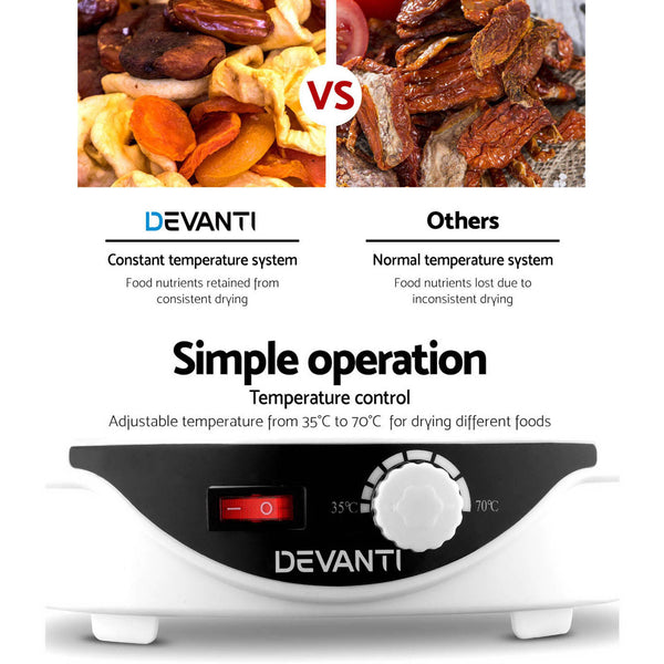 Devanti Food Dehydrator Dryer 5 Trays White 245W