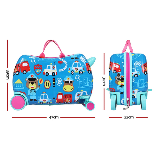Wanderlite 17" Kids Ride On Luggage Suitcase Travel Wheels Car Police Ambulance