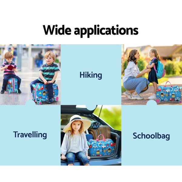 Wanderlite 17" Kids Ride On Luggage Suitcase Travel Wheels Car Police Ambulance