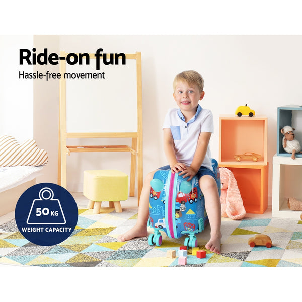Wanderlite 17" Kids Ride On Luggage Suitcase Travel Wheels Car Police Ambulance
