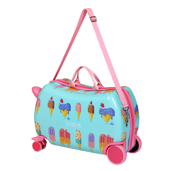 Wanderlite 17" Kids Ride On Luggage Suitcase Travel Wheels Ice Cream