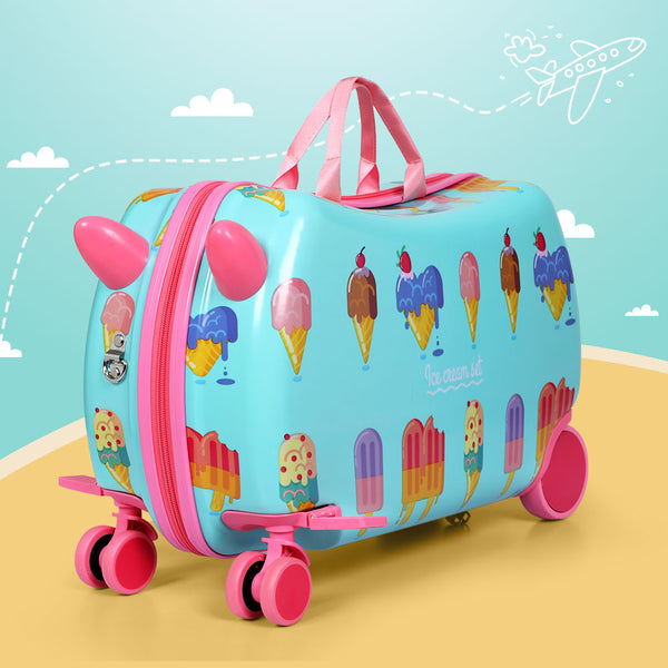 Wanderlite 17" Kids Ride On Luggage Suitcase Travel Wheels Ice Cream