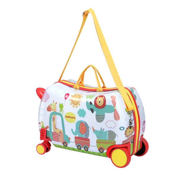 Wanderlite 17" Kids Ride On Luggage Suitcase Travel Wheels Zoo Animals
