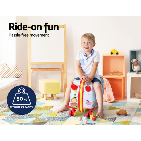 Wanderlite 17" Kids Ride On Luggage Suitcase Travel Wheels Zoo Animals