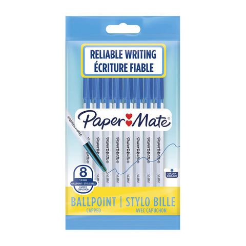 Paper Mate 045 1mm Medium Ballpoint Pen Blue Pack of 8
