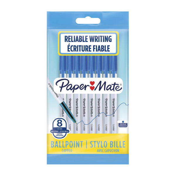 Paper Mate 045 1mm Medium Ballpoint Pen Blue Pack of 8