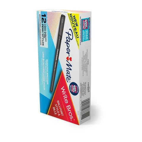Paper Mate Write Bros 1mm Medium Ballpoint Pen Black Box of 12