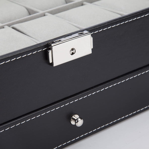 Watch Jewellery Storage Box Display Organiser Case 2 Tier 1 Drawer Black