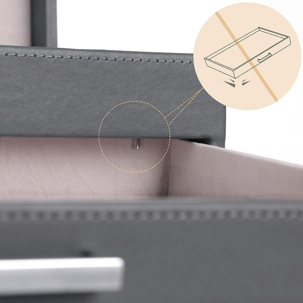 Vikus Jewellery Box Organiser Storage Case 6 Tier PU Leather Dark Grey