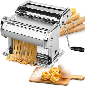 Vikus Pasta Maker Manual Stainless Steel 8 Adjustable Thickness Settings