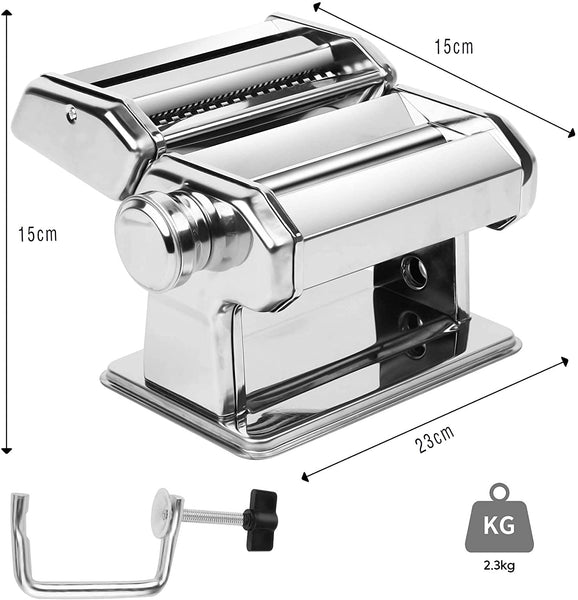 Vikus Pasta Maker Manual Stainless Steel 8 Adjustable Thickness Settings