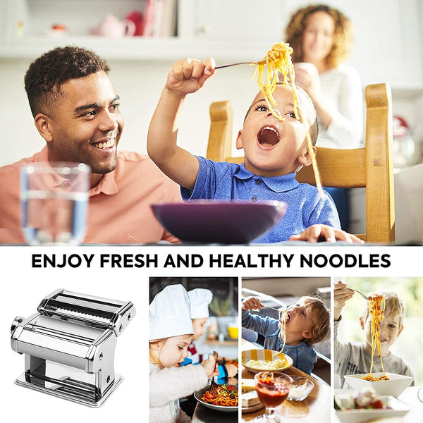 Vikus Pasta Maker Manual Stainless Steel 8 Adjustable Thickness Settings