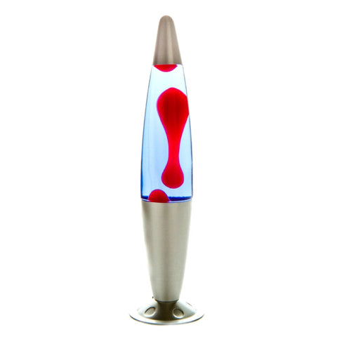 Lava Motion Lamp Rocket Shape Silver Red Blue