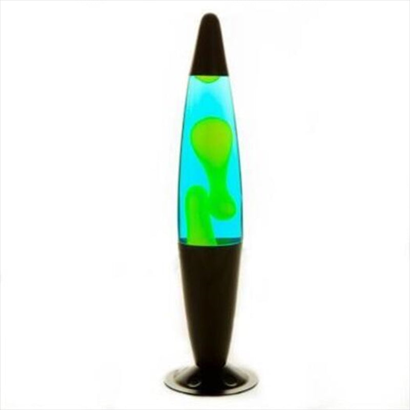 Lava Motion Lamp Rocket Shape Black Yellow Blue