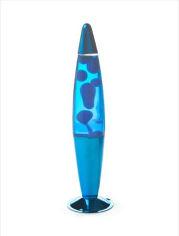 Lava Motion Lamp Rocket Shape Metallic Blue
