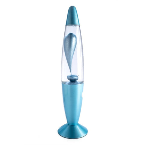 Lava Motion Lamp Rocket Shape Blue Metallic