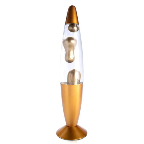 Lava Motion Lamp Rocket Shape Metallic Gold
