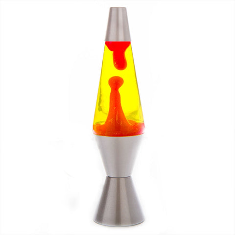 Lava Motion Lamp Diamond Shape Silver Red Yellow