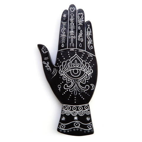 Black White Palmistry Hand Incense Stick Burner Holder