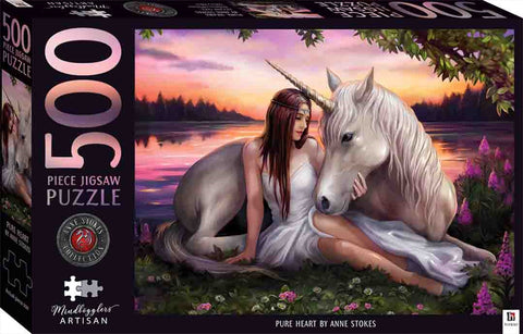 Mindbogglers Artisan Jigsaw Puzzle Pure Heart Woman Unicorn Lake 500 Piece