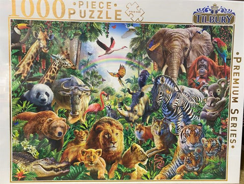Wild Animal Jungle Collage 1000 Piece Jigsaw Puzzle