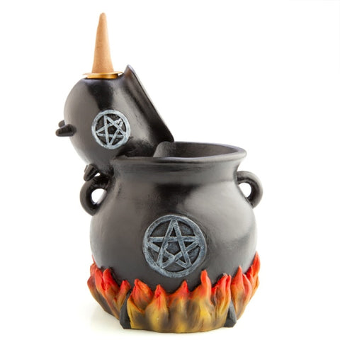Witches Cauldrons with LED Flames Backflow Incense Cone Burner