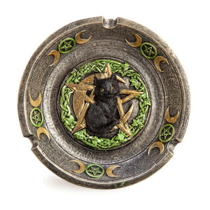Black Cat Pentacle Moons Incense Stick Burner Holder Ashtray