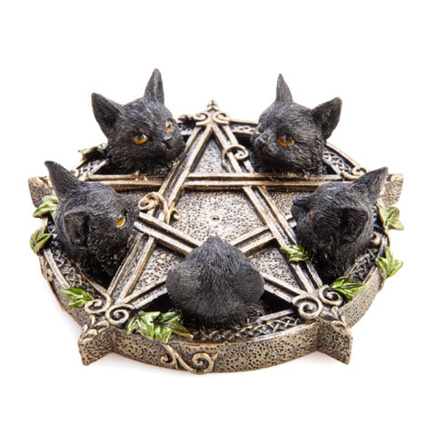 Black Cats Pentacle Incense Stick Burner Holder