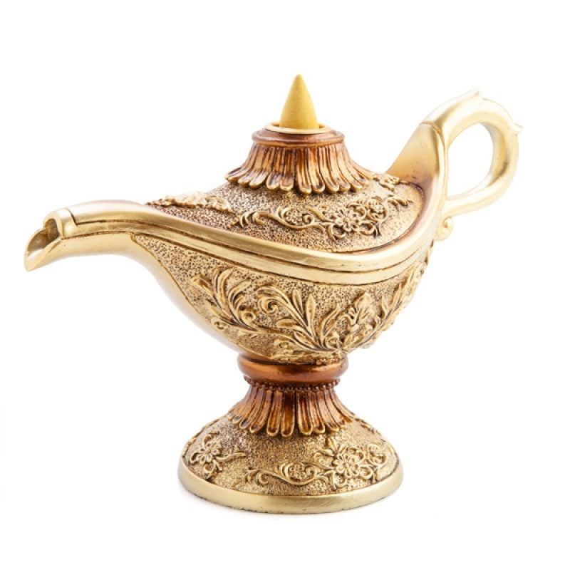 Brass Look Genie Magic Lamp Backflow Incense Cone Burner
