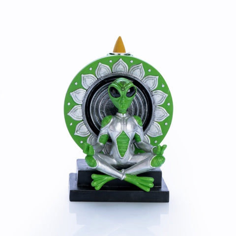 Meditating Alien Buddha Backflow Incense Cone Burner
