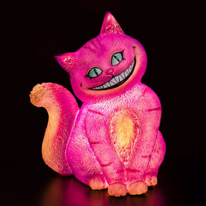 Mad Cheshire Smiling Grinning Cat Table Side Lamp Light Pink
