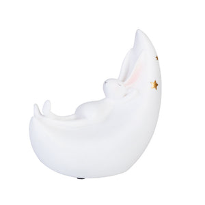 Crescent Moon Bunny Rabbit Table Lamp Light LED Gold White