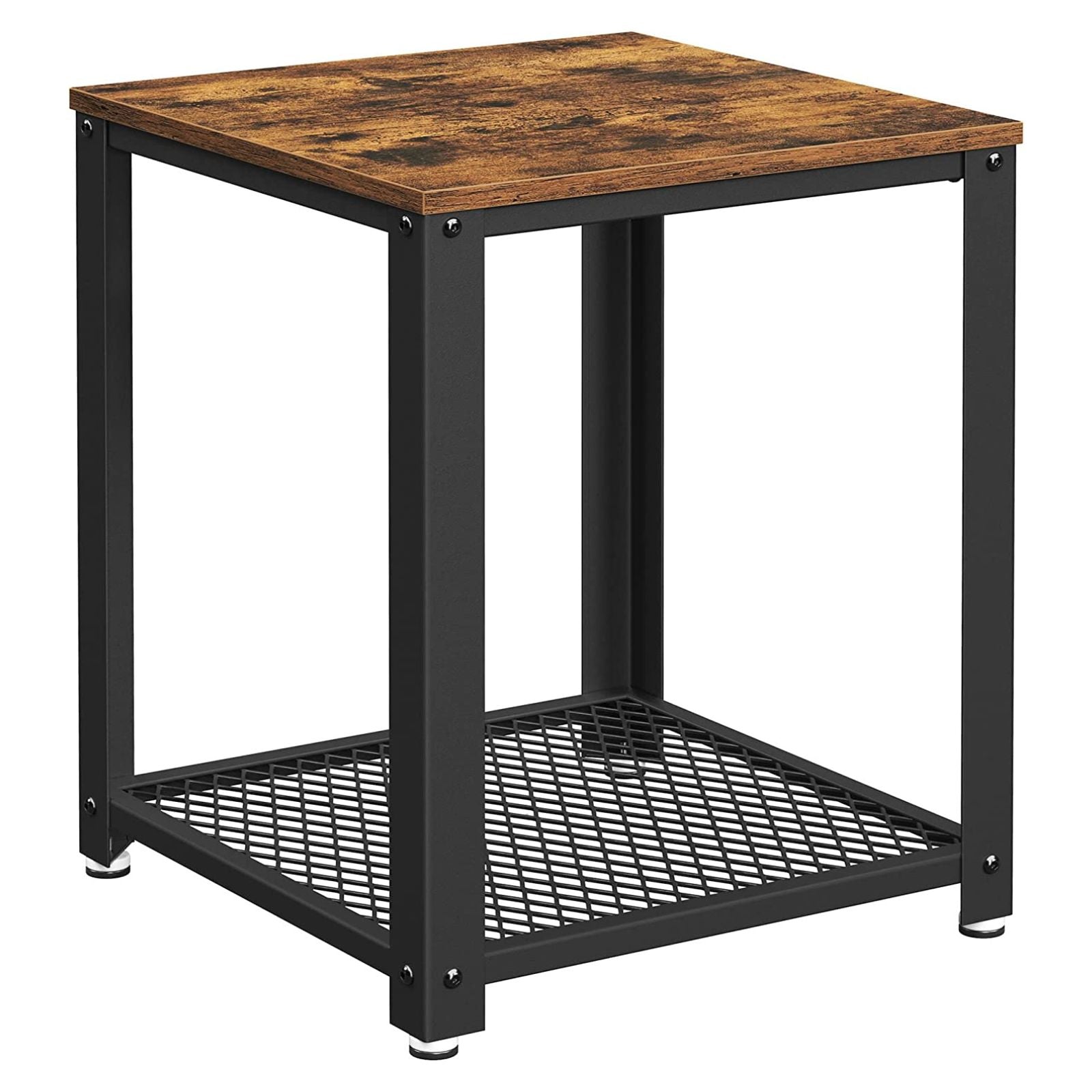 Vasagle Side End Lamp Bedside Table Mesh Shelf Rustic Brown Black