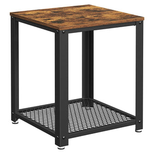 Vasagle Side End Lamp Bedside Table Mesh Shelf Rustic Brown Black